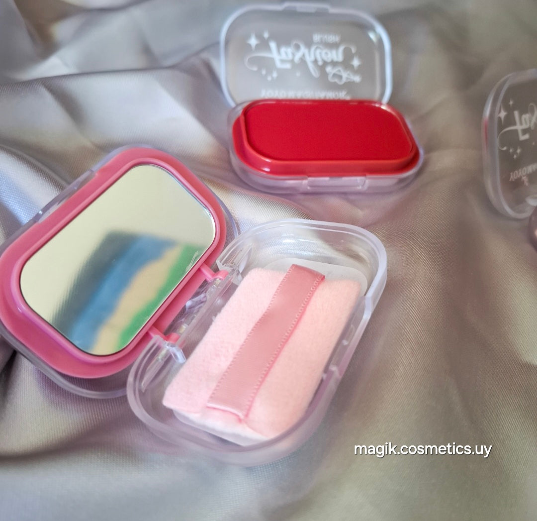 Rubor en polvo con espejo y esponjita #346