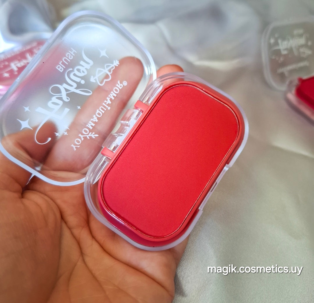 Rubor en polvo con espejo y esponjita #346